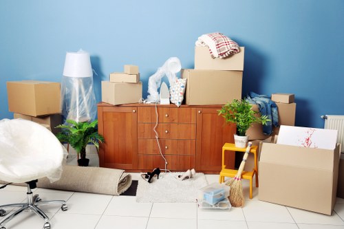 Professional removals and storage service in Norwoodgreen with moving boxes